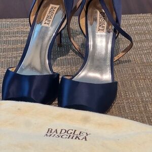 Badgley Mischka Navy Blue Gem Heels Size 10